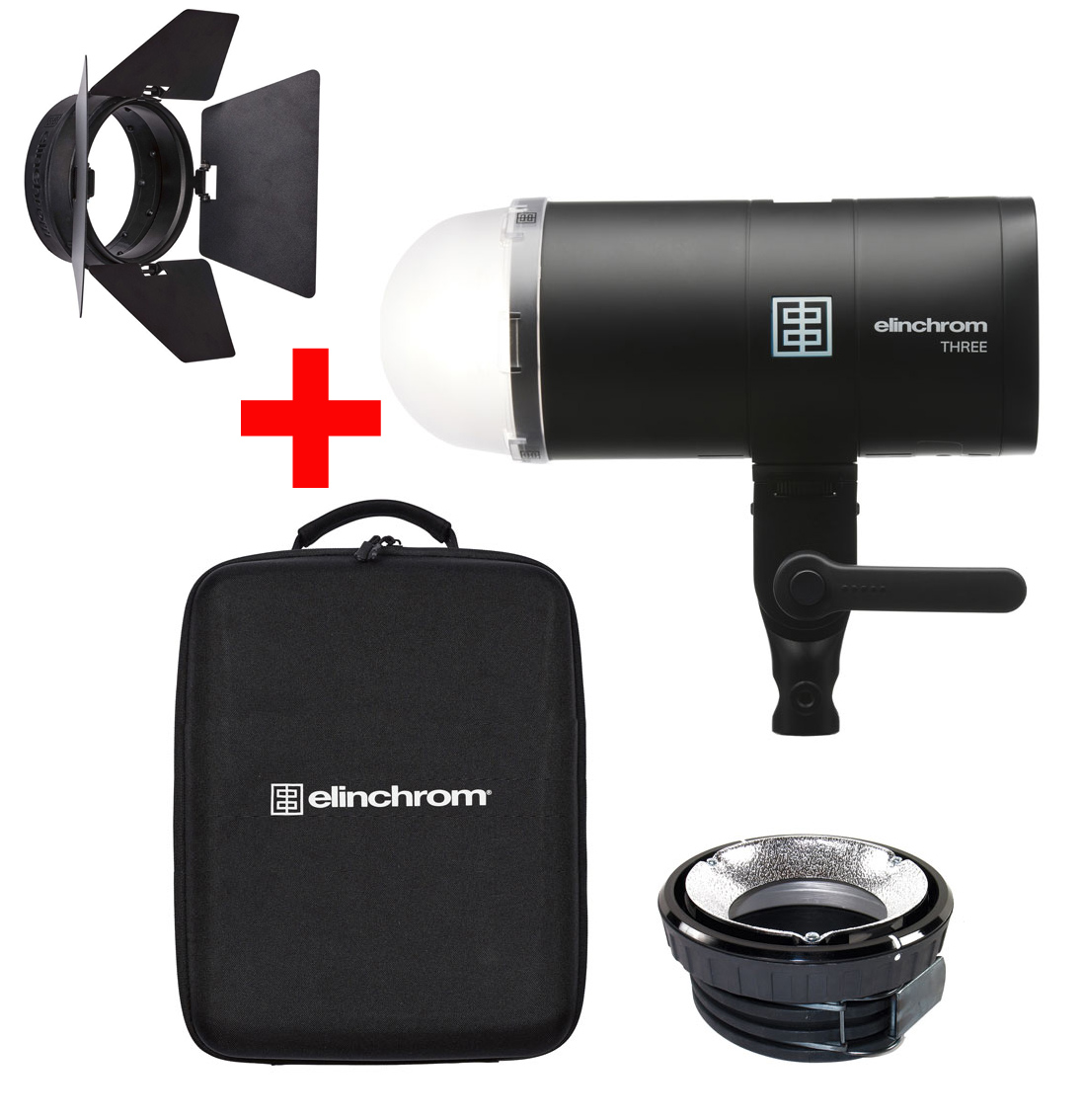 Elinchrom THREE Akku-Kompaktblitz Kit - PROMO mit Abschirmklappen 