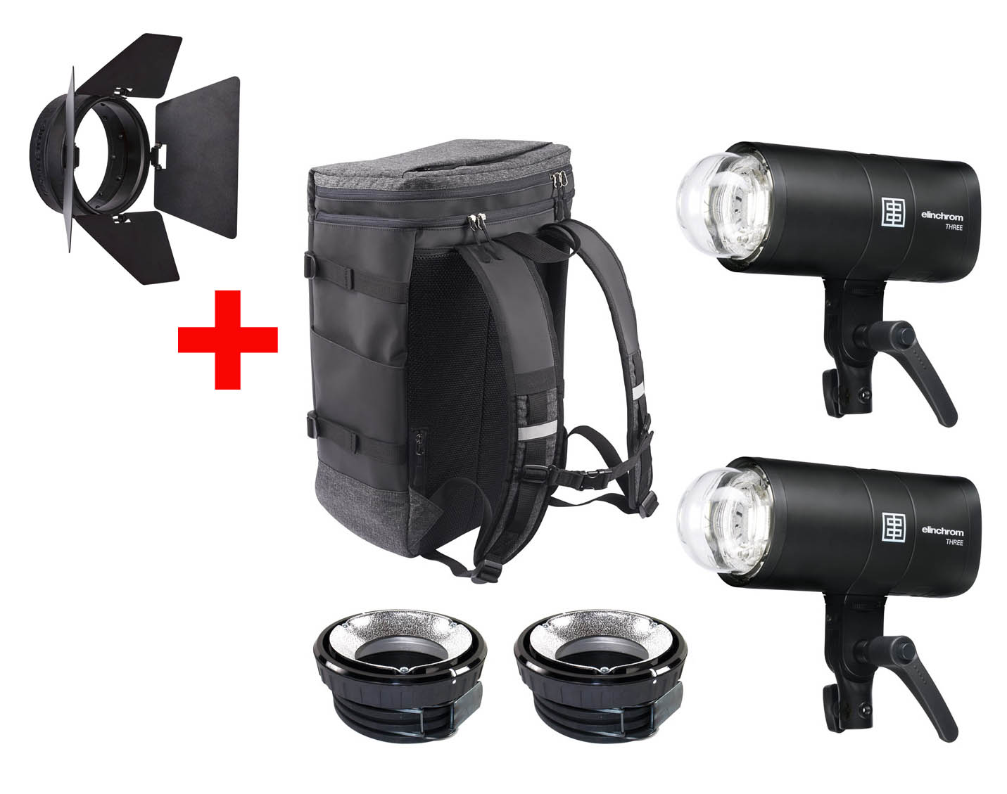 Elinchrom THREE Akku-Kompaktblitz DUAL Kit - PROMO mit Abschirmklappen